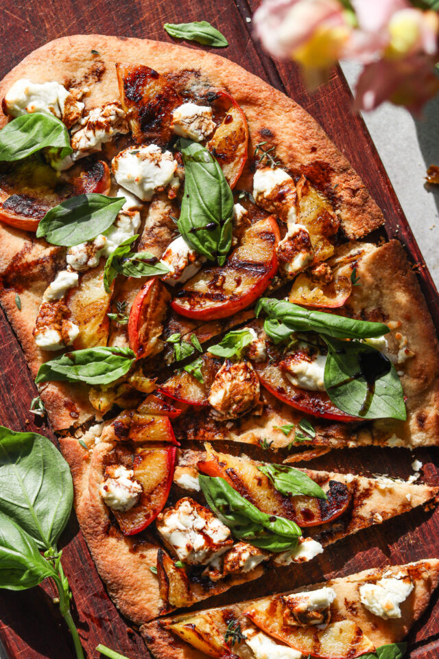 Grilled Peach, Basil & Goat Cheese Flatbread