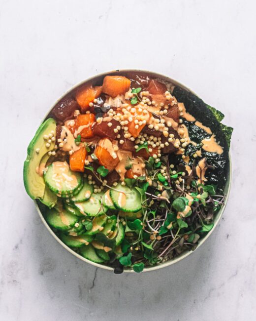 Tuna and Salmon Sushi Bowl with Spicy Mayo Sauce Recipe